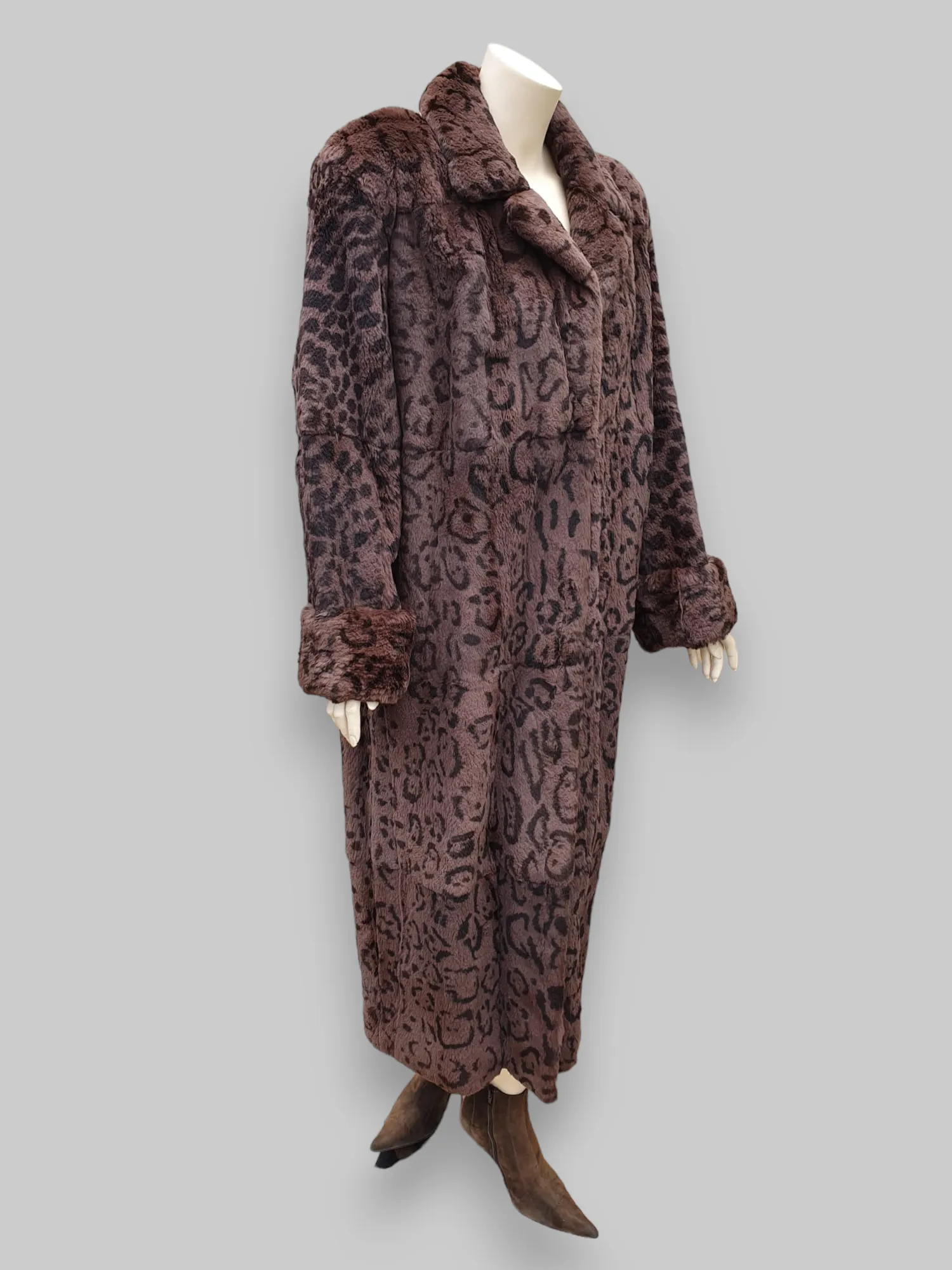 Vintage Brown Rabbit Printed Coat -Extra Large