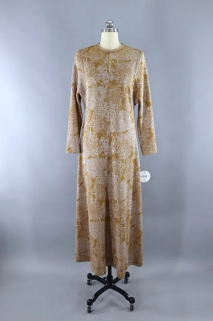 Vintage Gold Lurex Maxi Dress