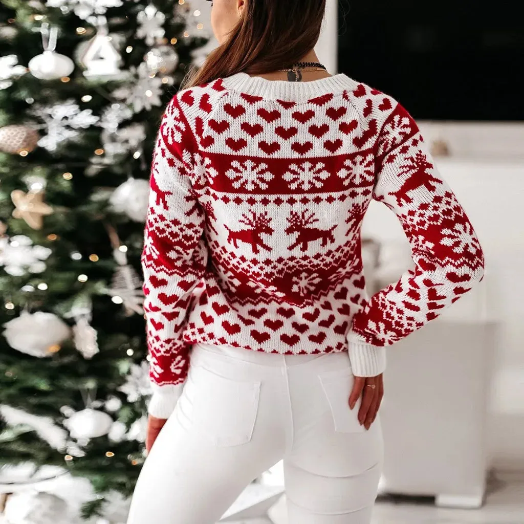 Wenkouban-Christmas Thanksgiving outfits_Christmas Cozy Cute Santa Head Print Comfortable Oversized Stylish Sweater