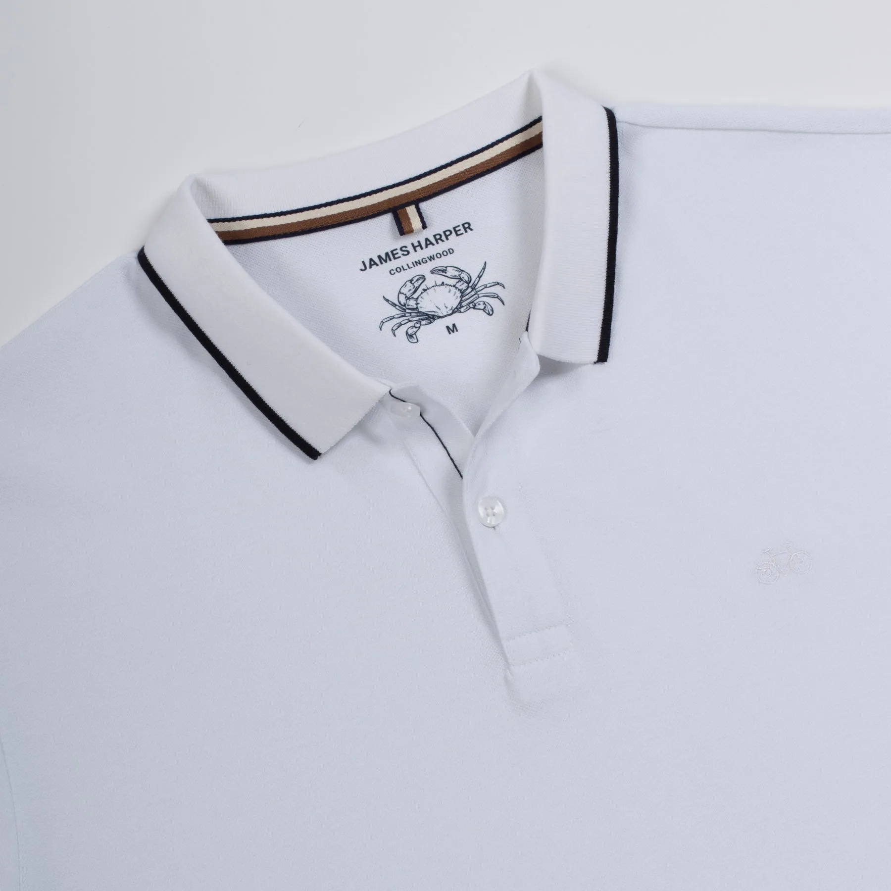 White Cotton Pique Button Polo