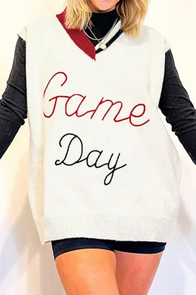 White Vintage Game Day Knit Vest