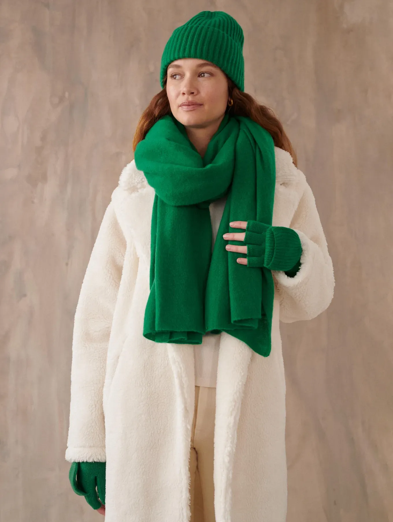 White   Warren - Cashmere Travel Wrap in Electric Emerald