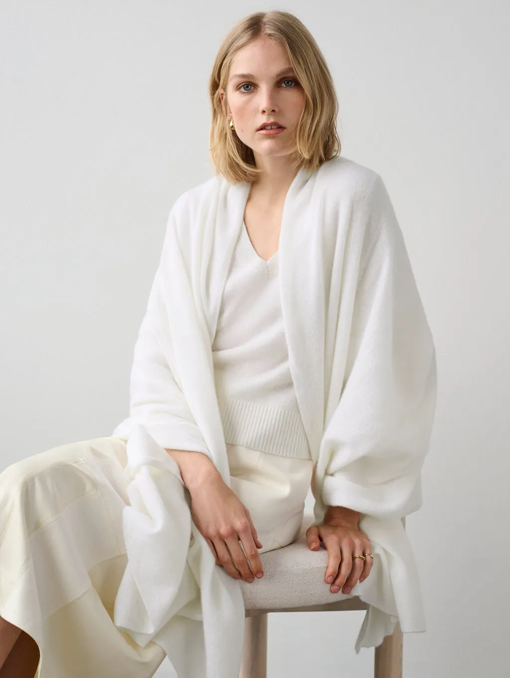 White   Warren - Cashmere Travel Wrap in Soft White