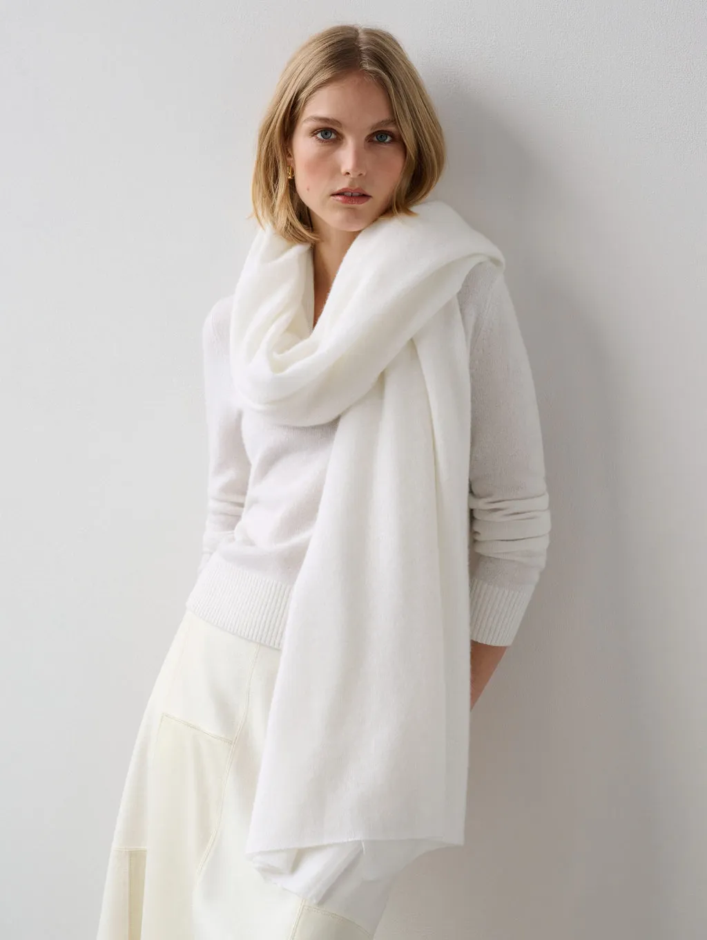 White   Warren - Cashmere Travel Wrap in Soft White