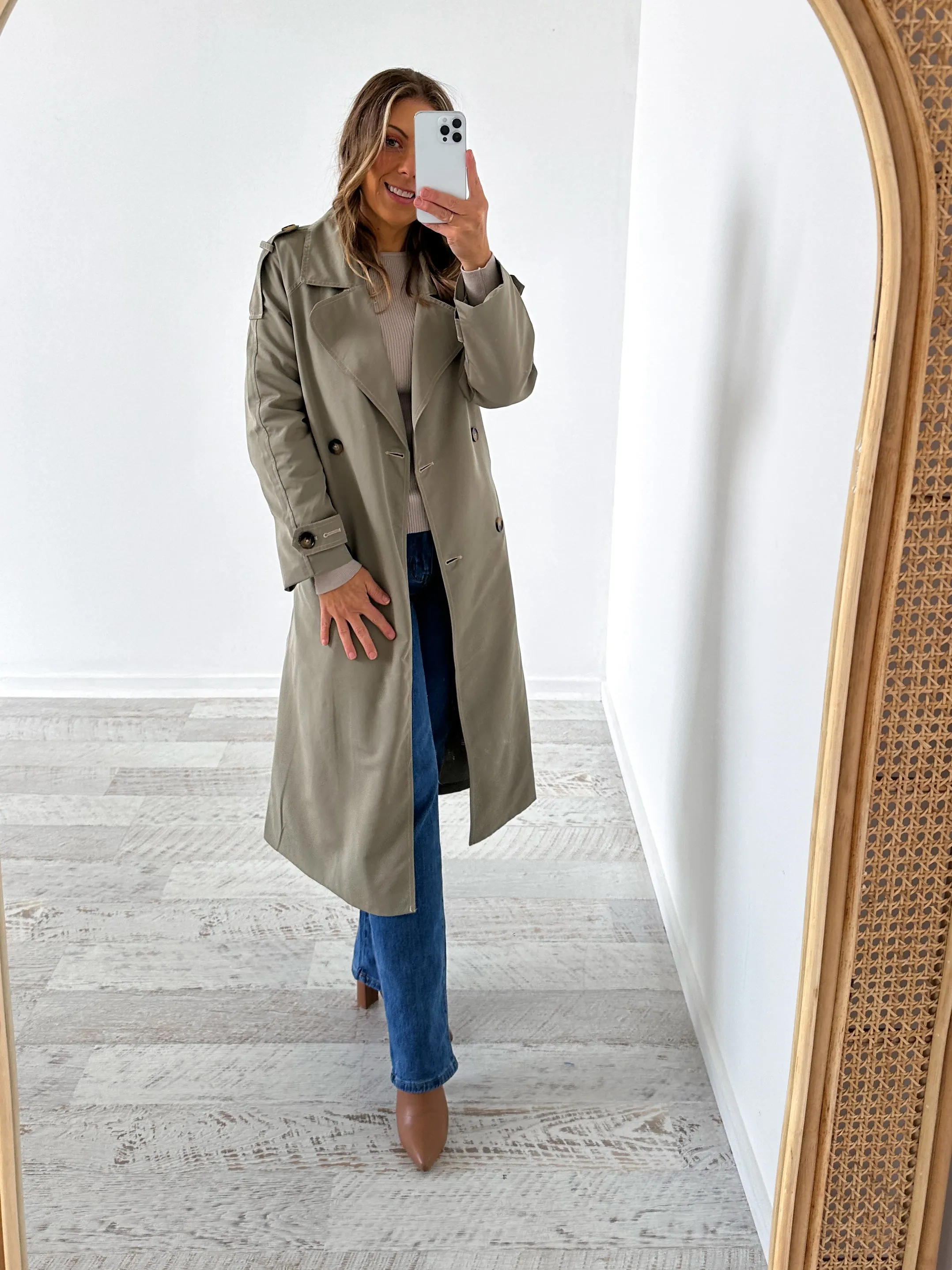 Whitney Trench Coat - Olive