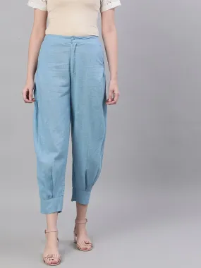 Women Blue Regular Fit Solid Joggers