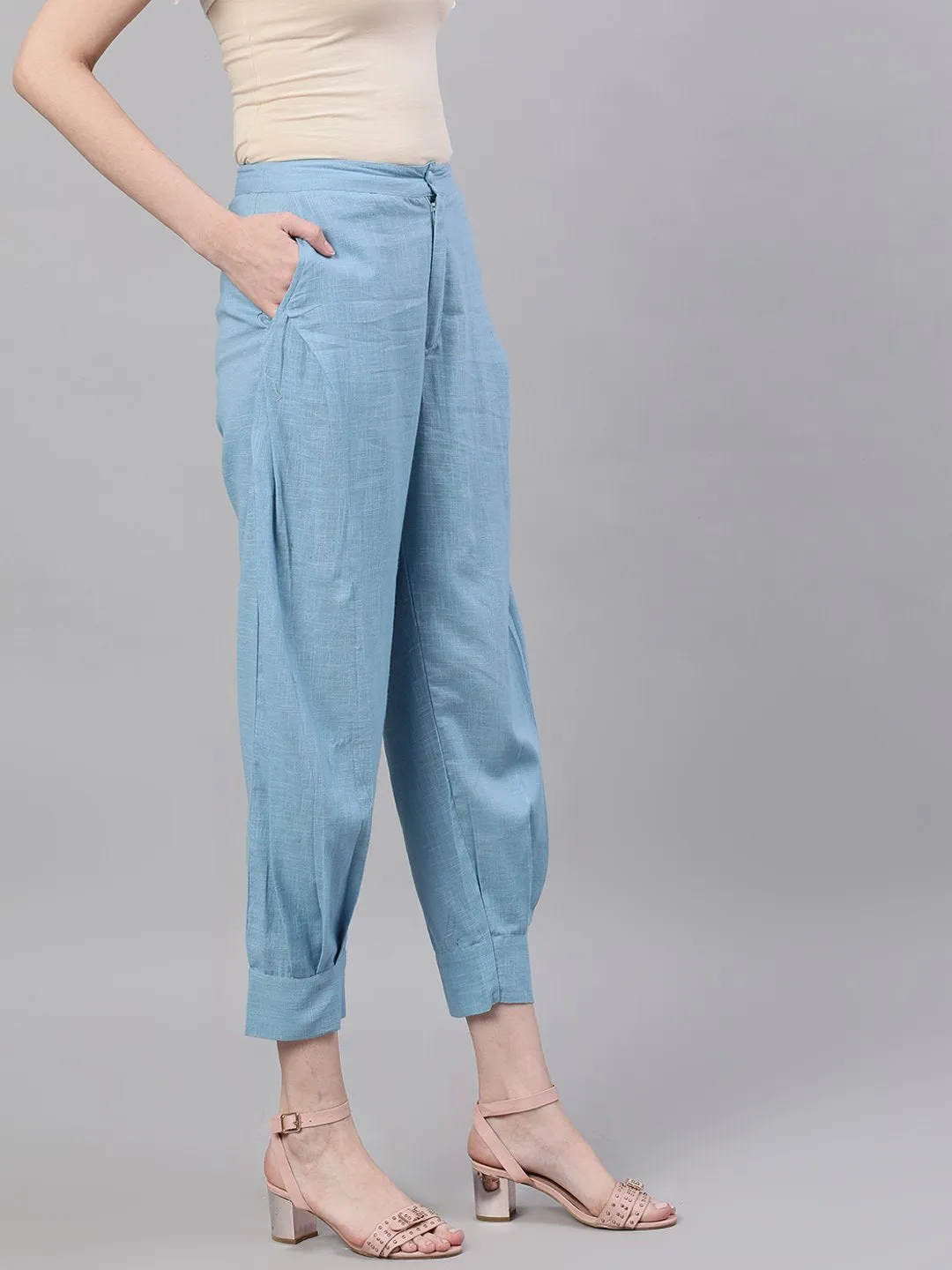 Women Blue Regular Fit Solid Joggers