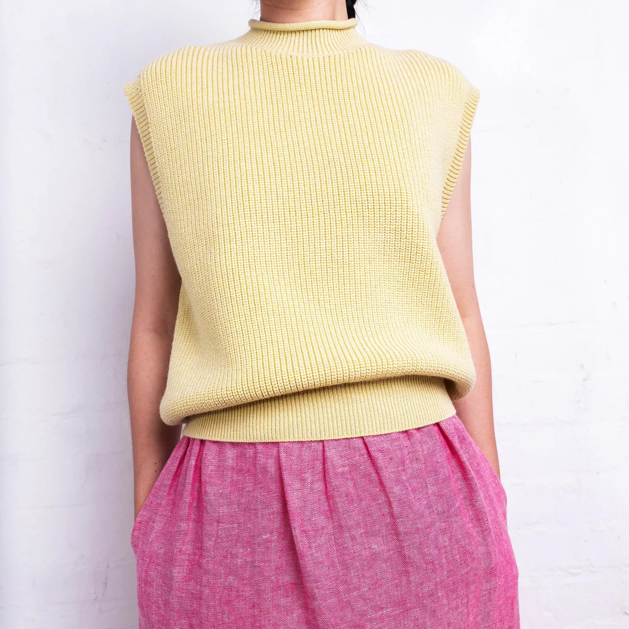 Women's Knitted Vest - 100% Merino Wool - Light Yellow (S- XL)