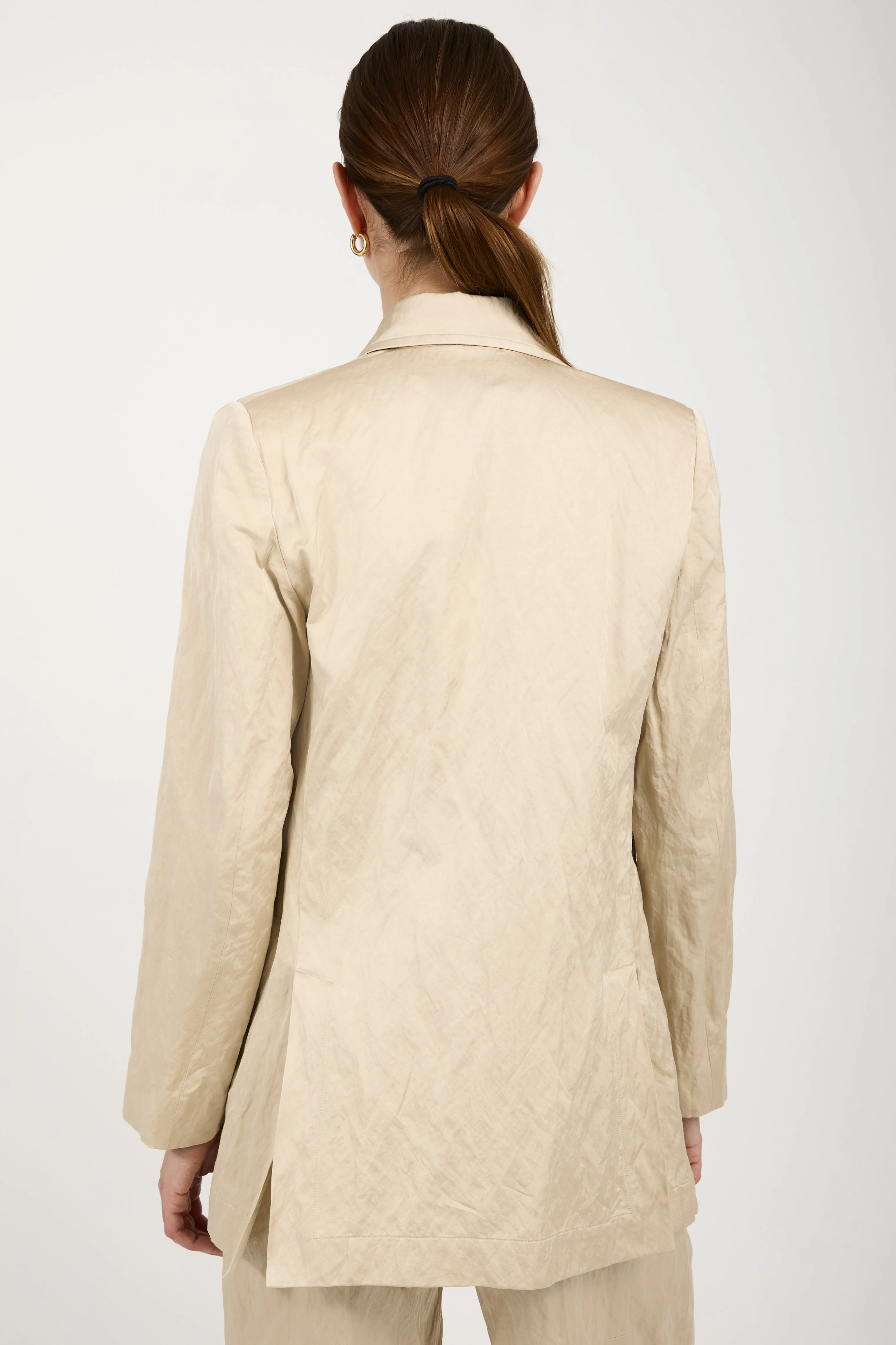 Woven Blazer Jacket in Beige