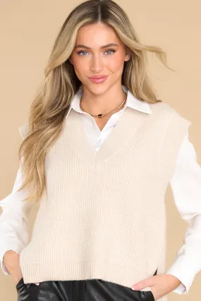 You Warm My Heart Beige Sweater Vest