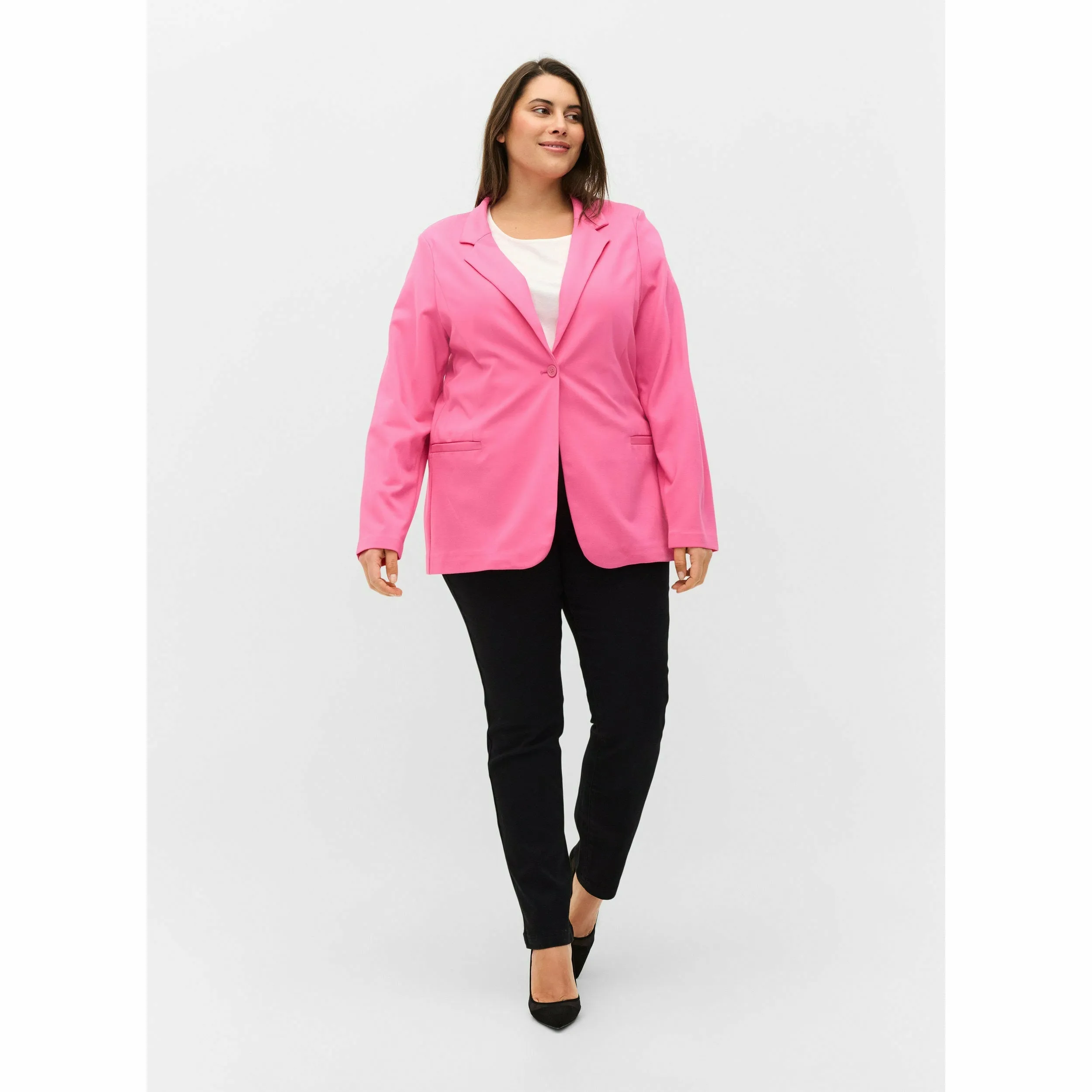 Zizzi Maddie Blazer in Pink