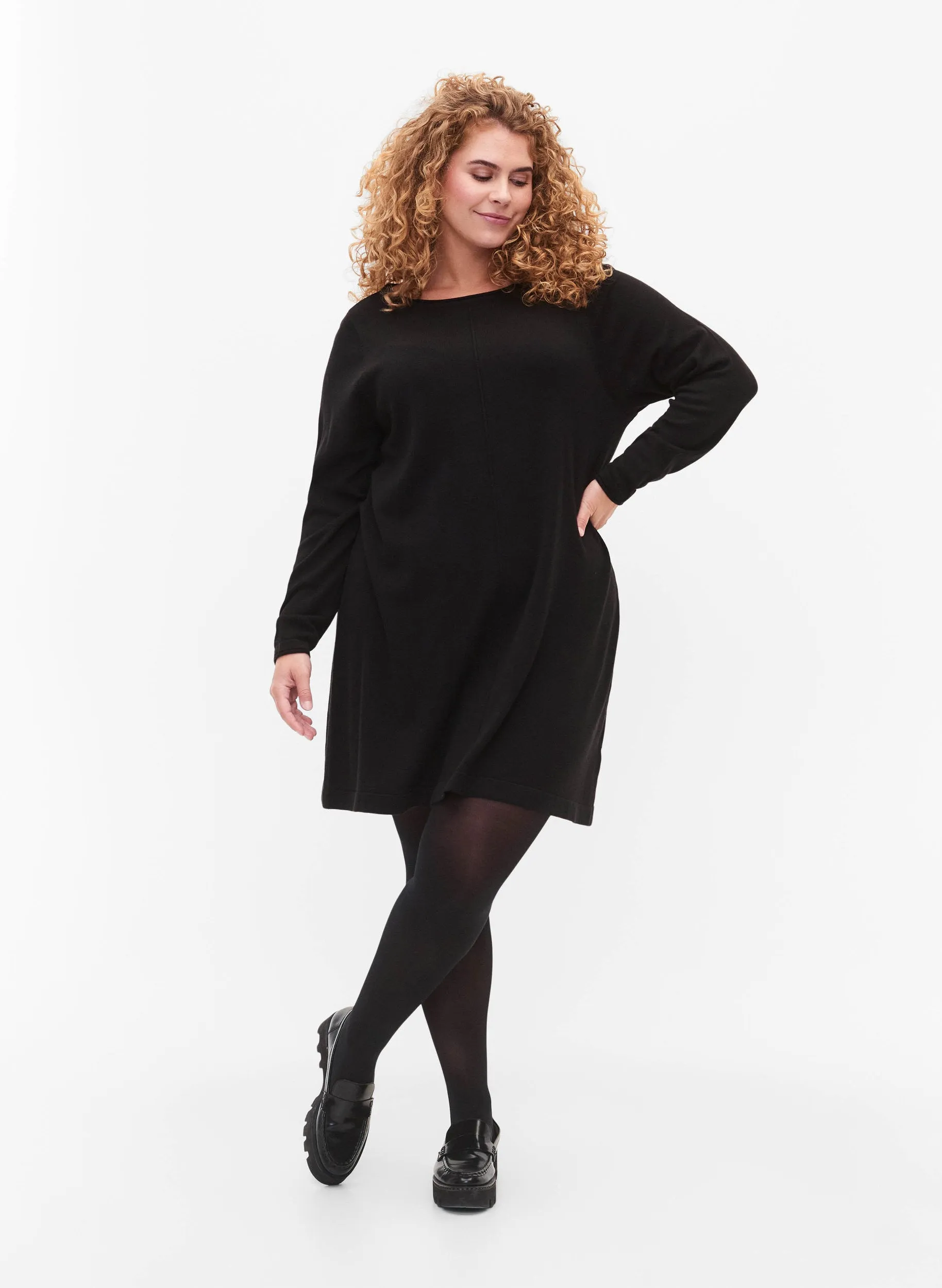 Zizzi Shape Knit Dress in Black